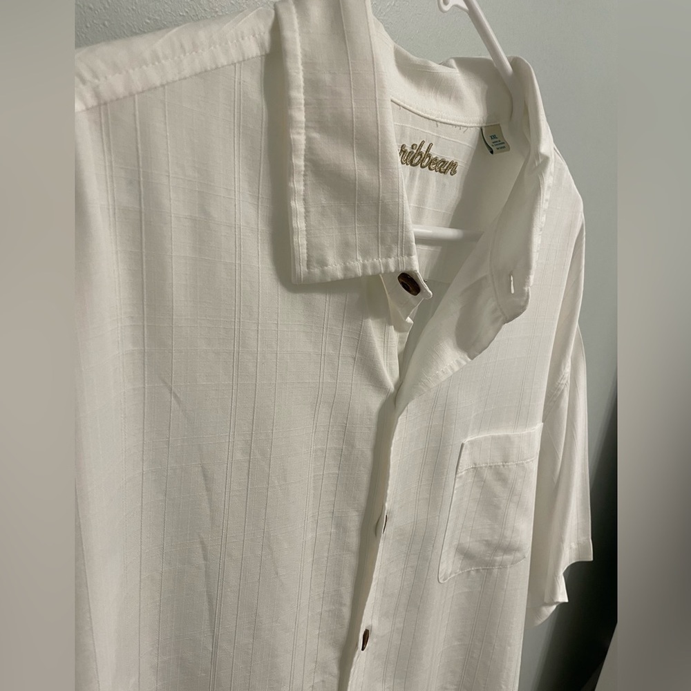 Men’s Caribbean Solid Short Sleeve Woven Camp Shirt Size XXL - Picture 8 of 8